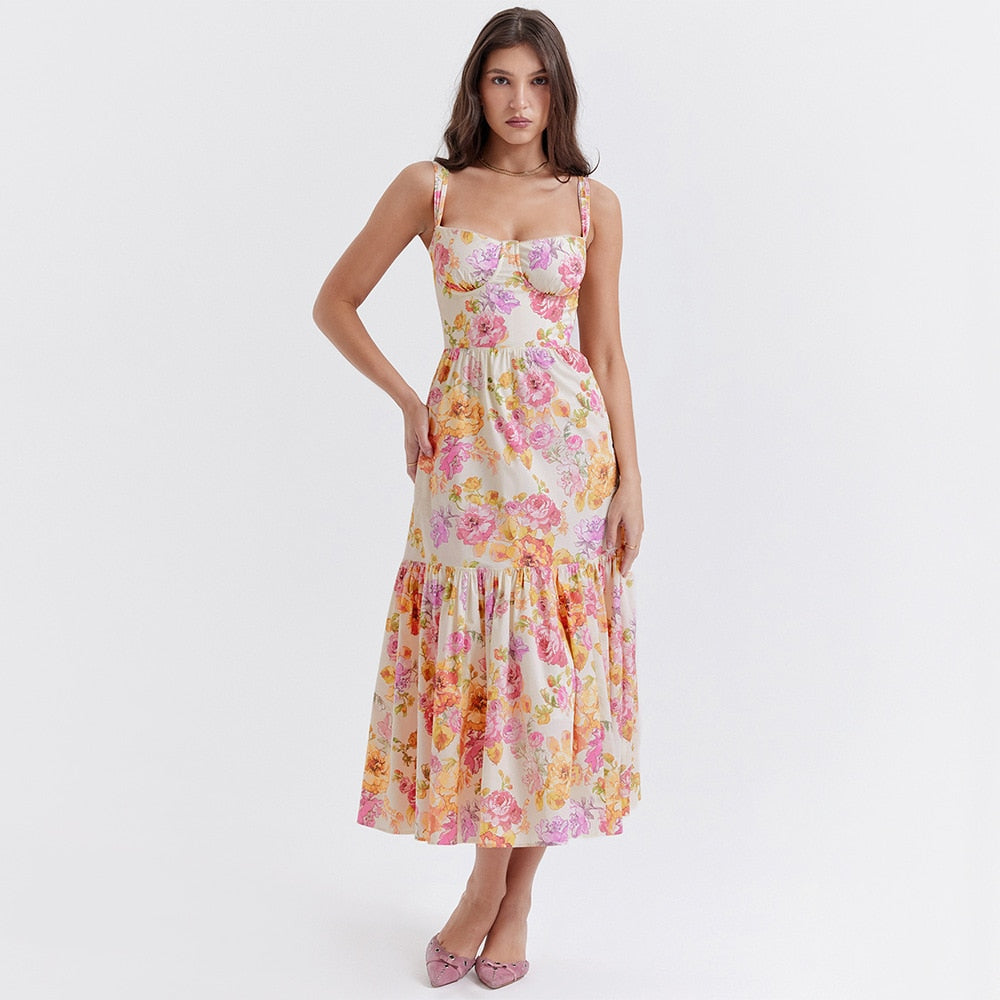SERAPHINE FLORAL HANDKERCHIEF HEM MESH DRESS main image 1