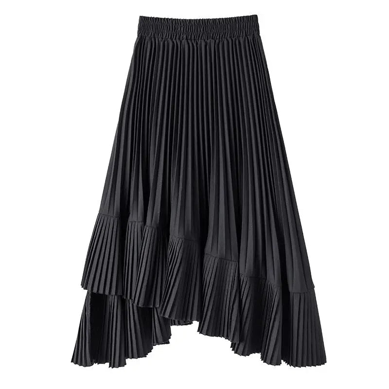 Reno Pleated Asymmetrical Long Skirt