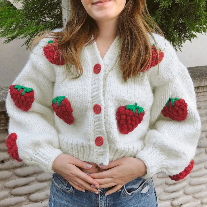 Strawberry Knitted Cardigan