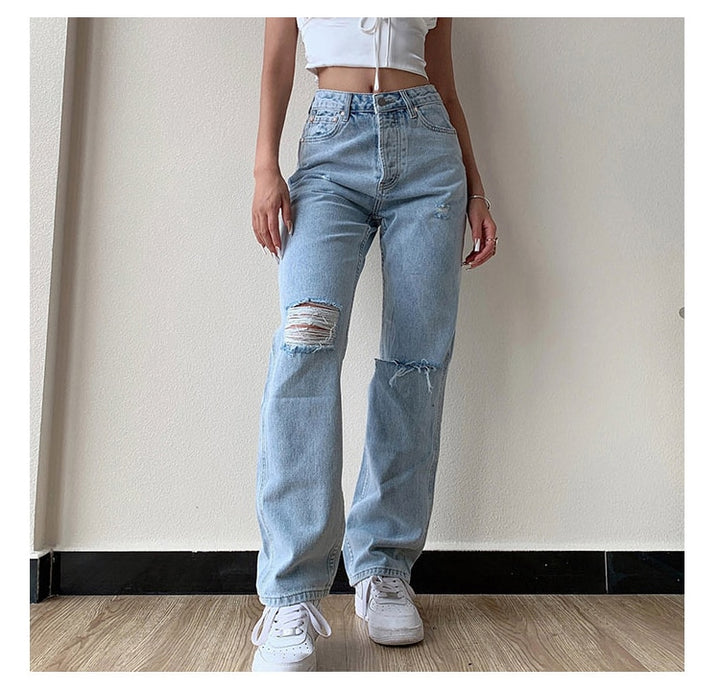 'Know your worth' Ripped Boyfriend Jeans