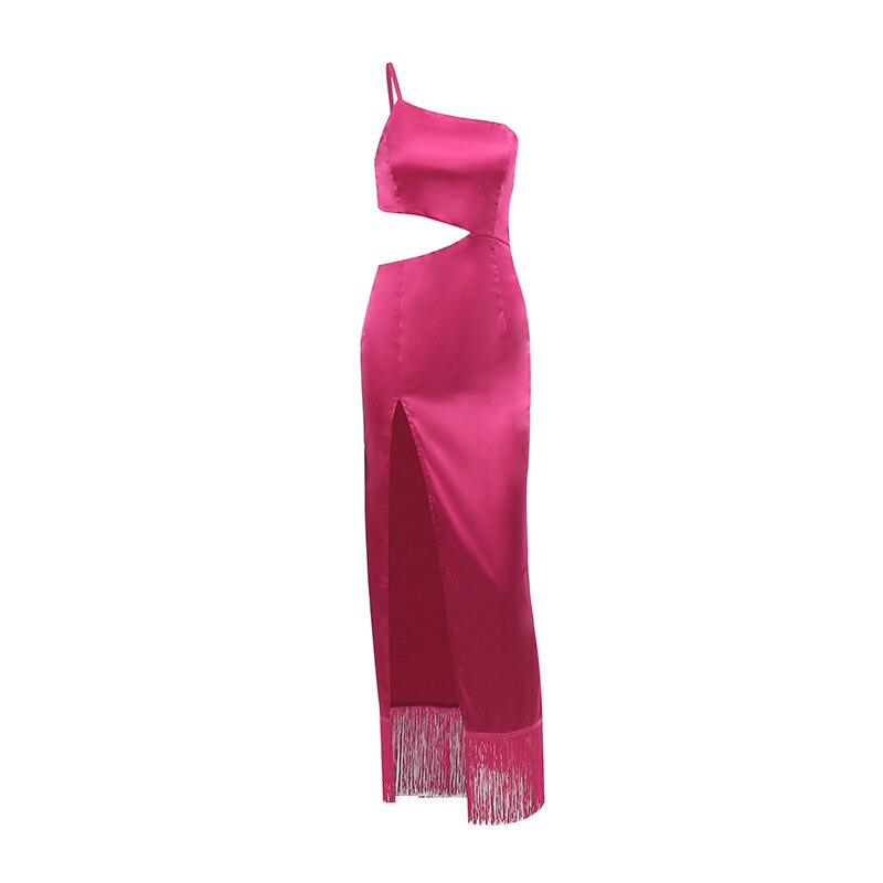 Rosette Tassels High Slit Dress