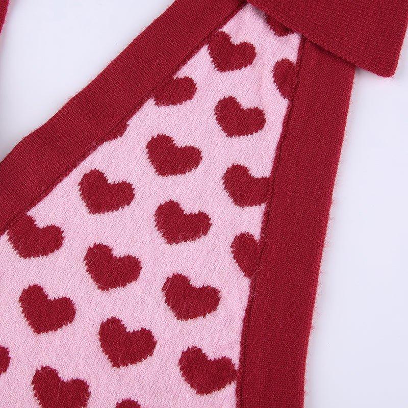 Heart-Print Knitted Vest - Bella Chix Co